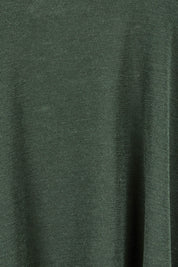 Product shot of the Merino Raisin The Baa Sweater in colour Moss (Green), detail