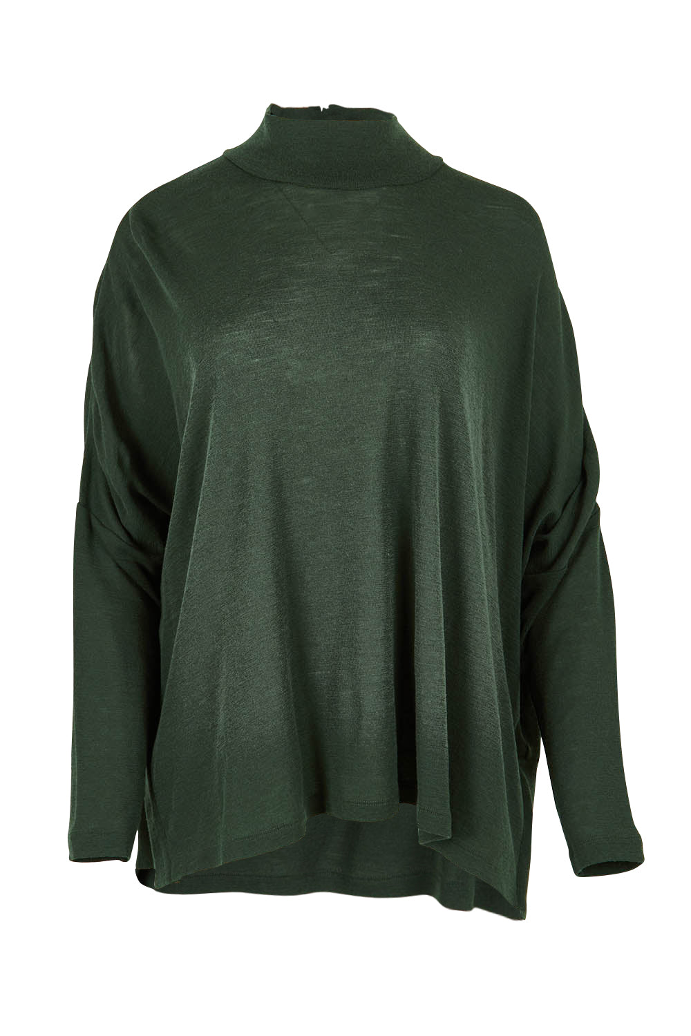 Product shot of the Merino Raisin The Baa Sweater in colour Moss (Green), from the front