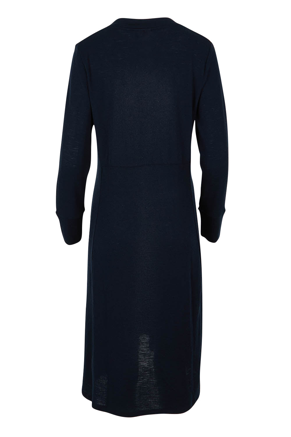 Product shot of the Merino Shear Ecstasy Dress in colour Truenavy (Blue), from the back