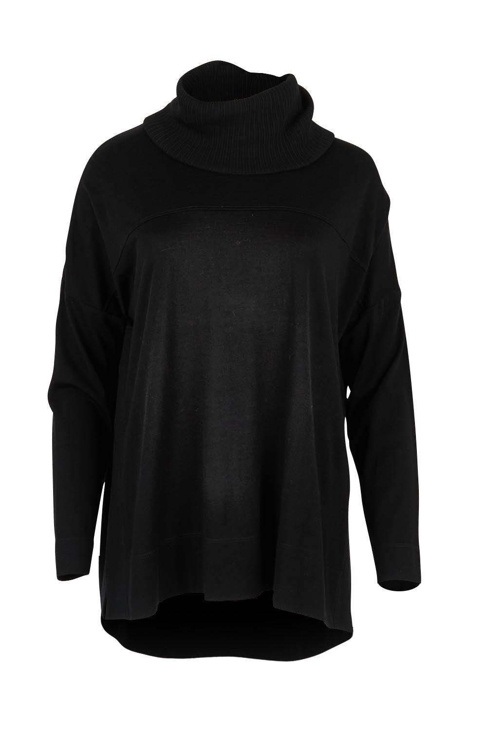Product shot of the Merino Love Your Moves Sweater in colour Black (Black), from the front