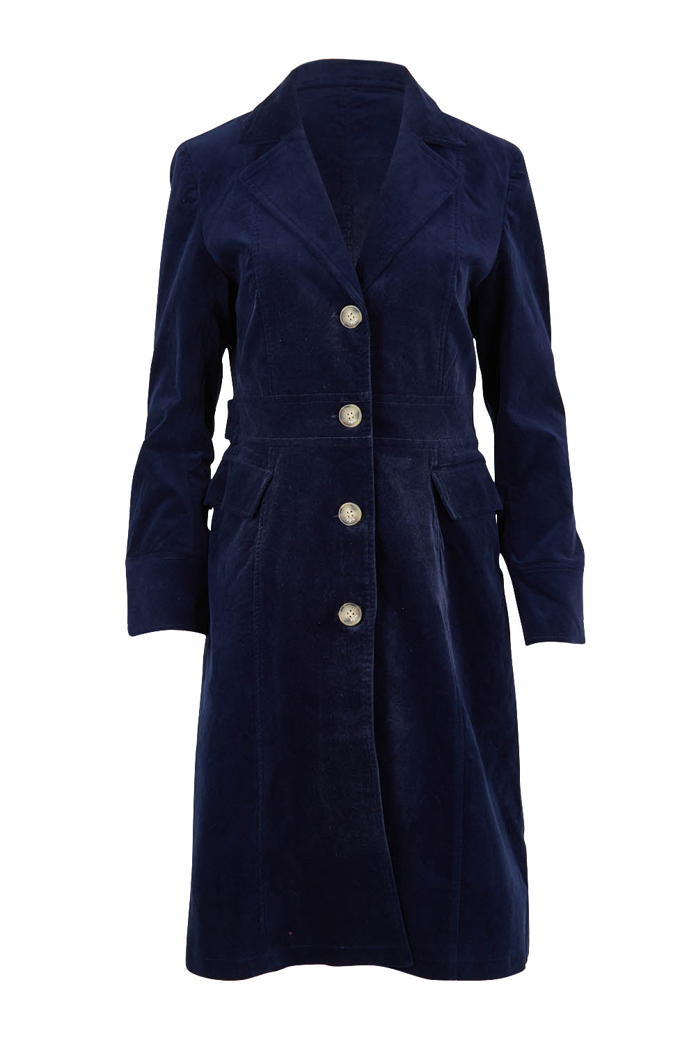 Product shot of the For The Rein colourCord Coat - Midnight (Blue), from the front