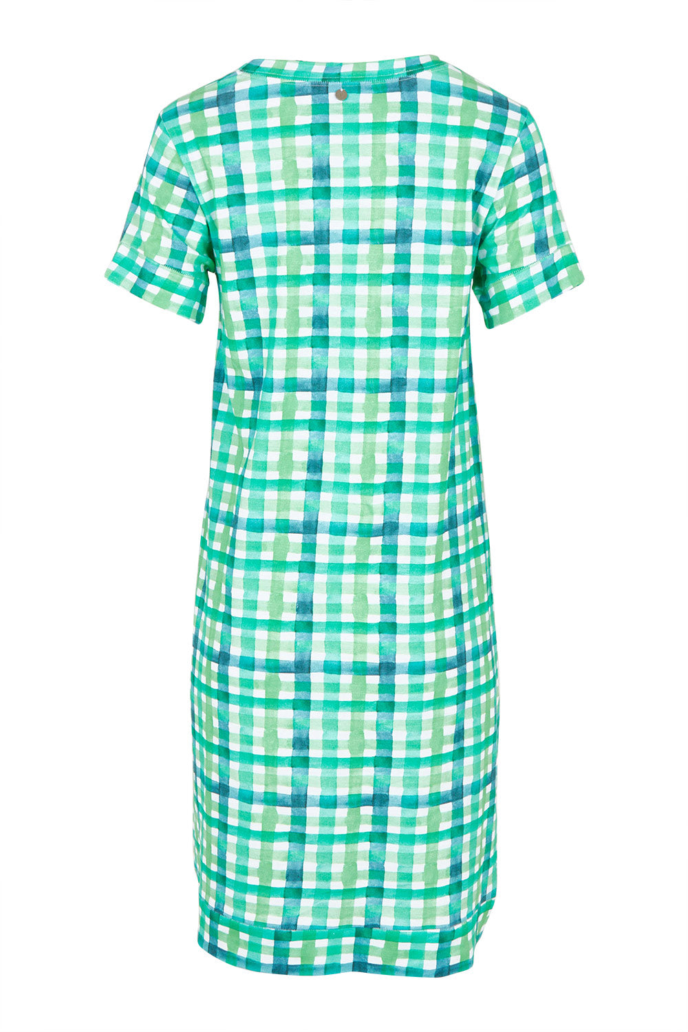 Product shot of the Oh Frock Cotton Dress in colour Edgy (Green), from the back