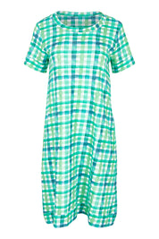 Product shot of the Oh Frock Cotton Dress in colour Edgy (Green), from the front