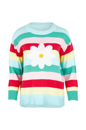 Product shot of the Blooming Cotton Sweater in colour Rainbowstr, from the front
