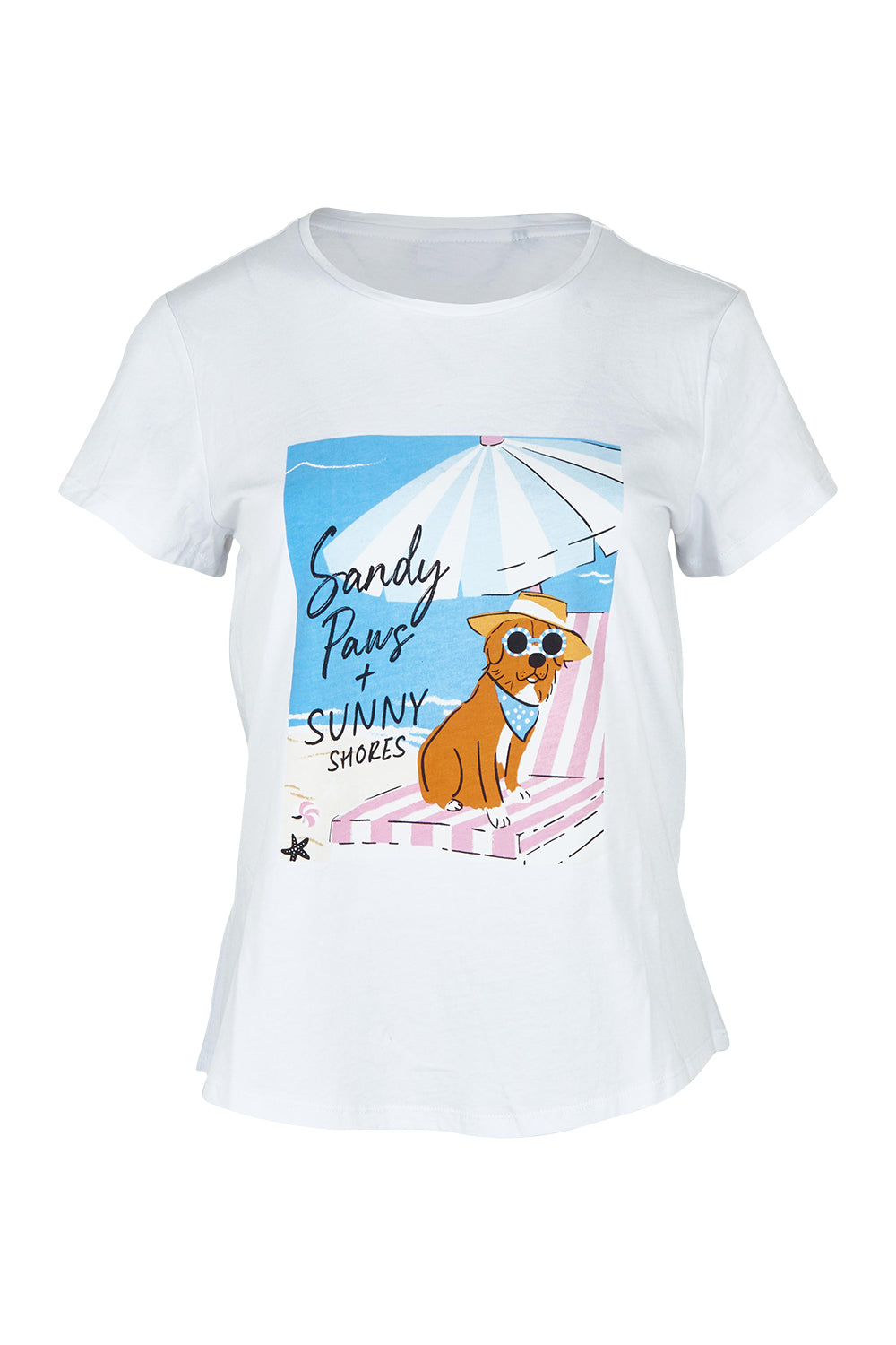 Product shot of the On Form Cotton Tee in colour Sandypaws (White), from the front