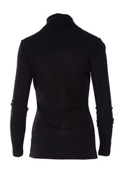 Product shot of the Pure Merino Rib Polo in colour Black (Black), from the back