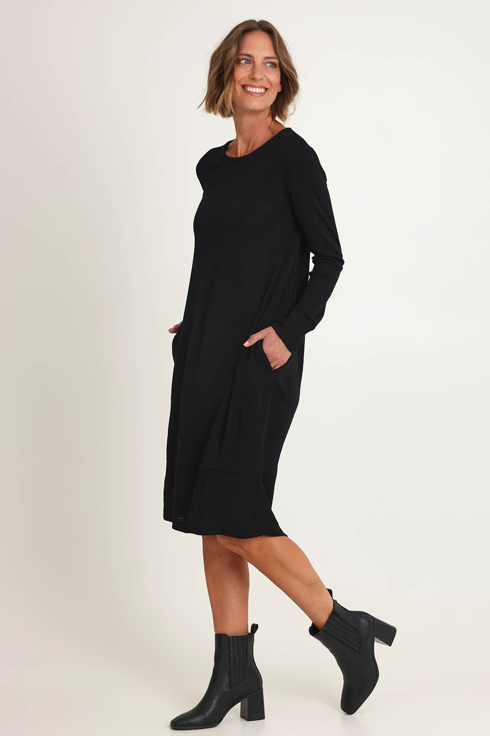 Shear Perfection Merino Wool Dress – Black