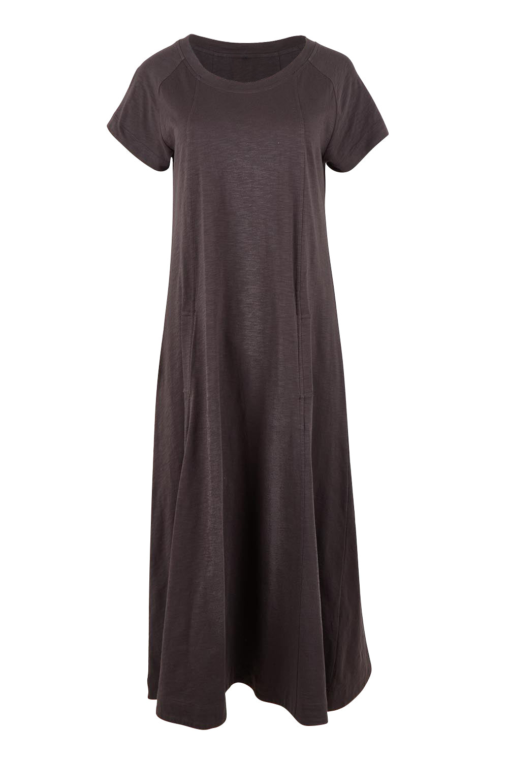 Product shot of the Seamingly Good Dress – Sable in colour Sable, from the front