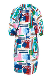 Product shot of the Up And Coming Dress – Delsol in colour Delsol, from the back