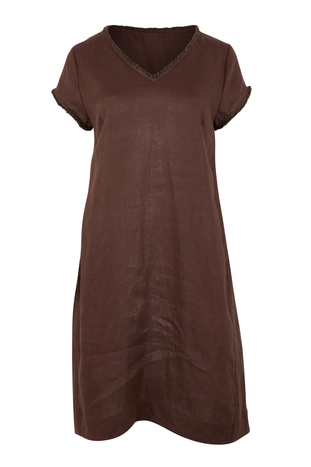 Product shot of the V Festival Dress – Cocoa in colour Cocoa, from the front