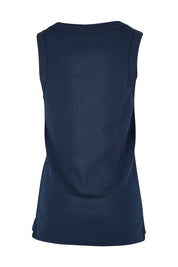 Product shot of the Esme Cotton Tank in colour Sapphire (Blue), from the back