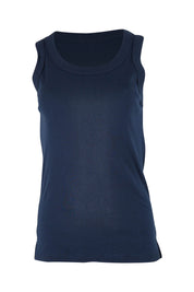 Product shot of the Esme Cotton Tank in colour Sapphire (Blue), from the front