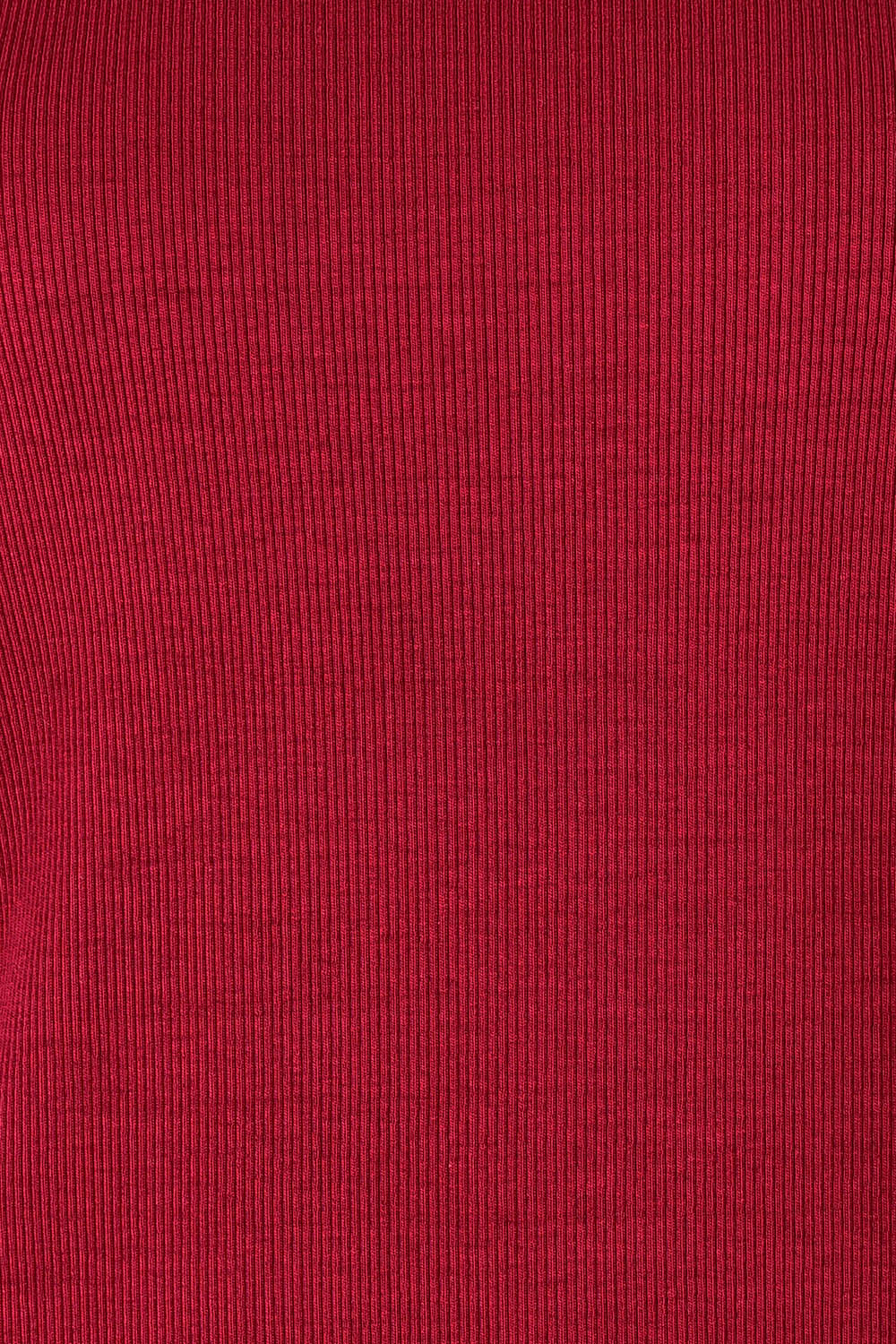 Product shot of the Elements Scoop Rib Cotton Blend  Long Sleeve in colour Beetroot (Red), detail