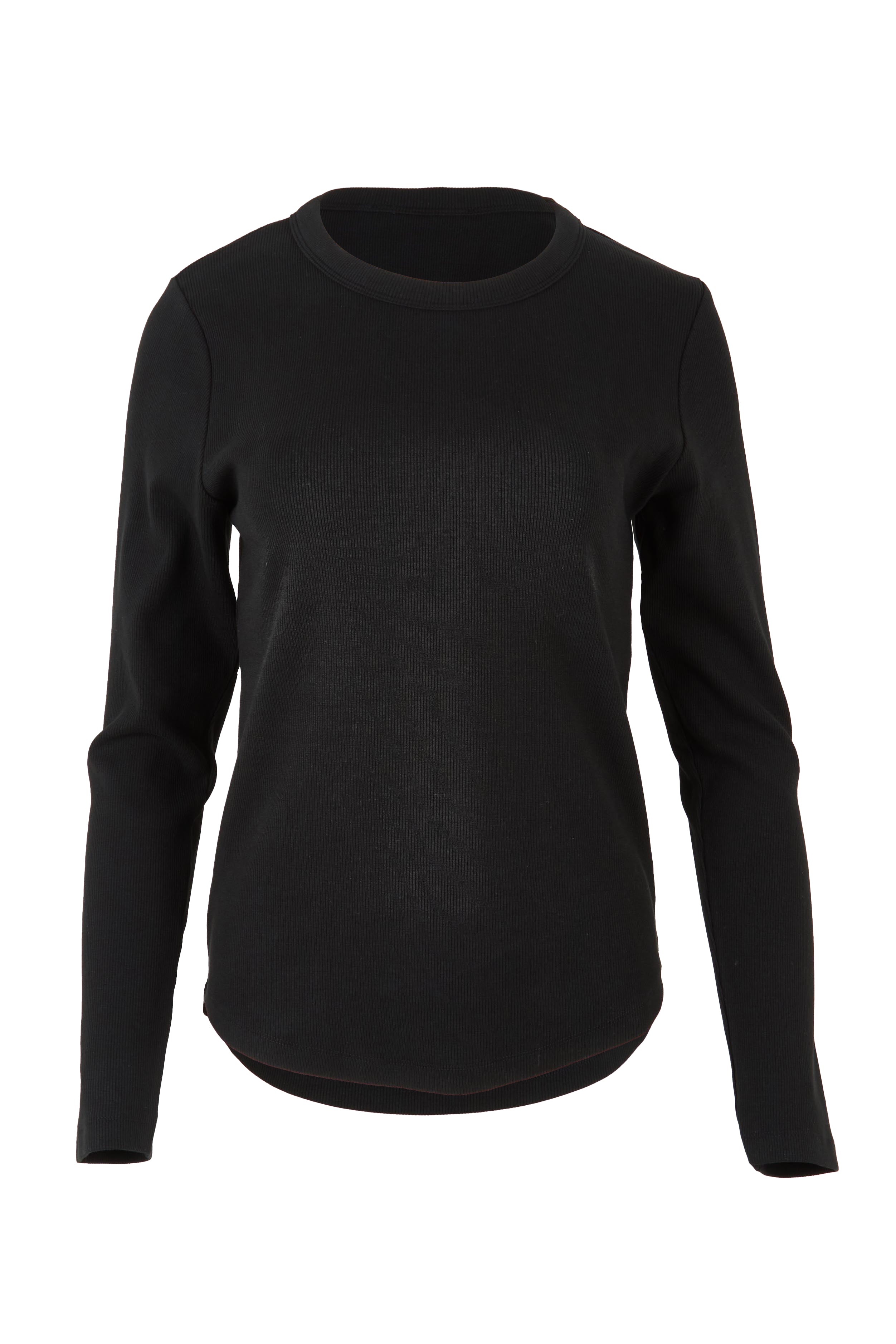 Product shot of the Elements Scoop Rib Cotton Blend  Long Sleeve in colour Black (Black), from the front