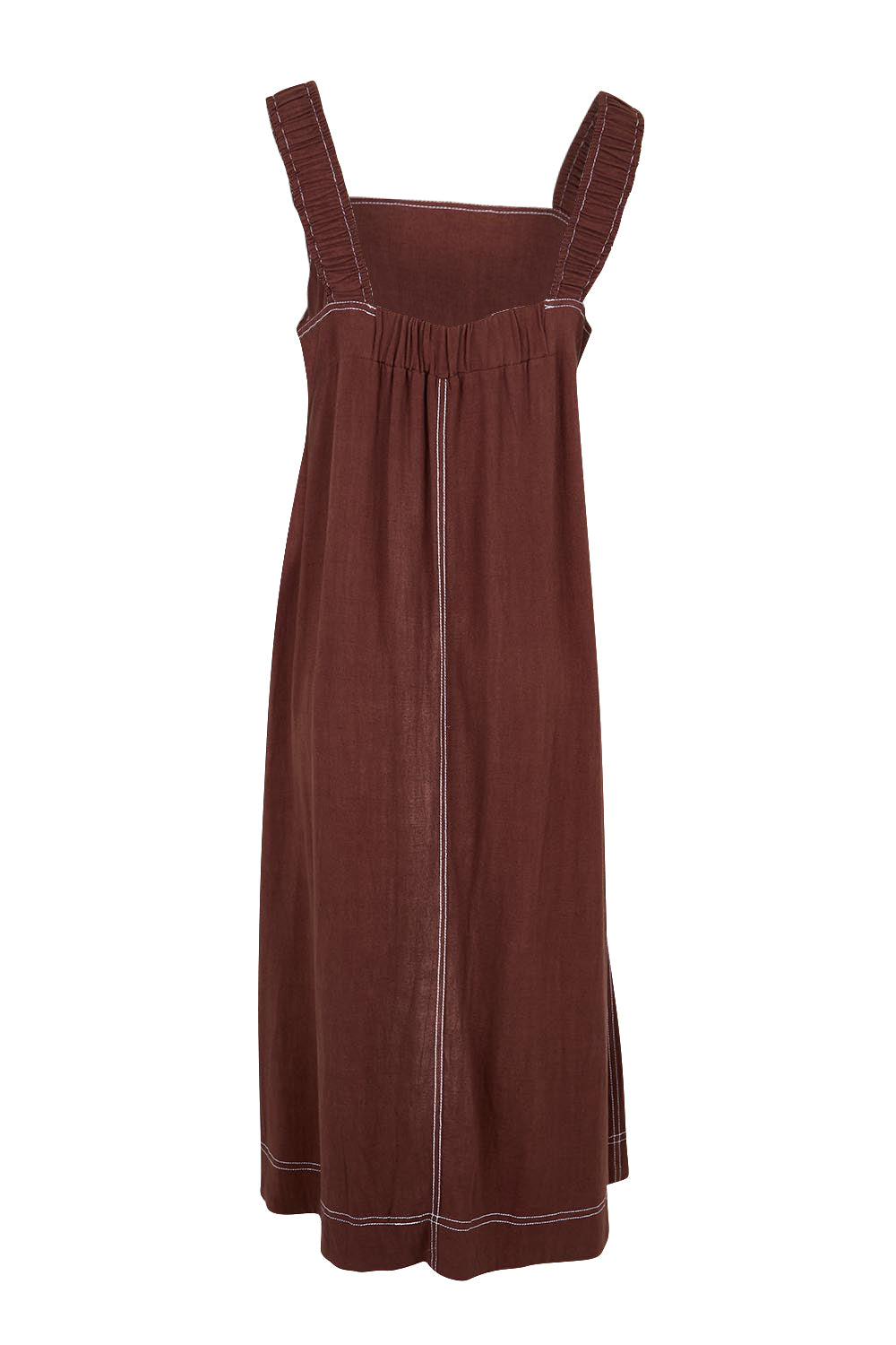 Product shot of the Sage Dress – Chocolate in colour Chocolate, from the back