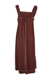 Product shot of the Sage Dress – Chocolate in colour Chocolate, from the back