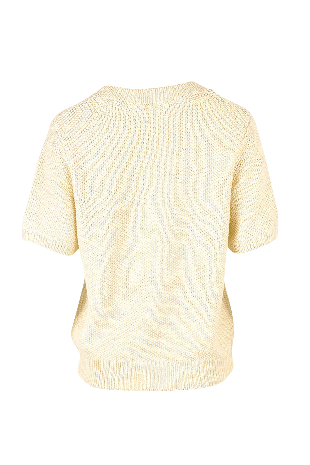 Product shot of the Blair Short Sleeve Cotton Knit in colour Vinwhite (White), from the back