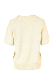 Product shot of the Blair Short Sleeve Cotton Knit in colour Vinwhite (White), from the back