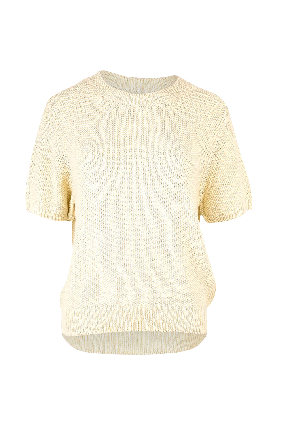 Product shot of the Blair Short Sleeve Cotton Knit in colour Vinwhite (White), from the front