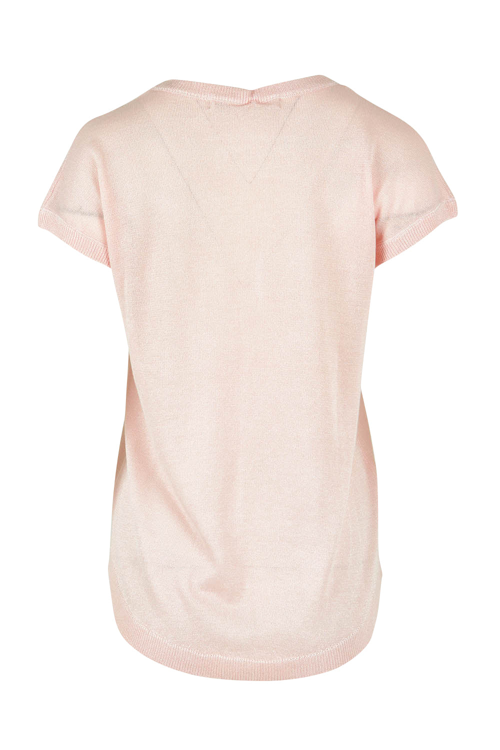 Product shot of the Alma Metallic Knit in colour Barepink (Pink), from the back