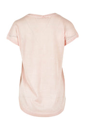 Product shot of the Alma Metallic Knit in colour Barepink (Pink), from the back