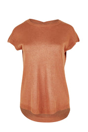 Product shot of the Alma Metallic Knit in colour Clay, from the front