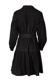 Product shot of the Goldie Dress in colour Black (Black), from the back
