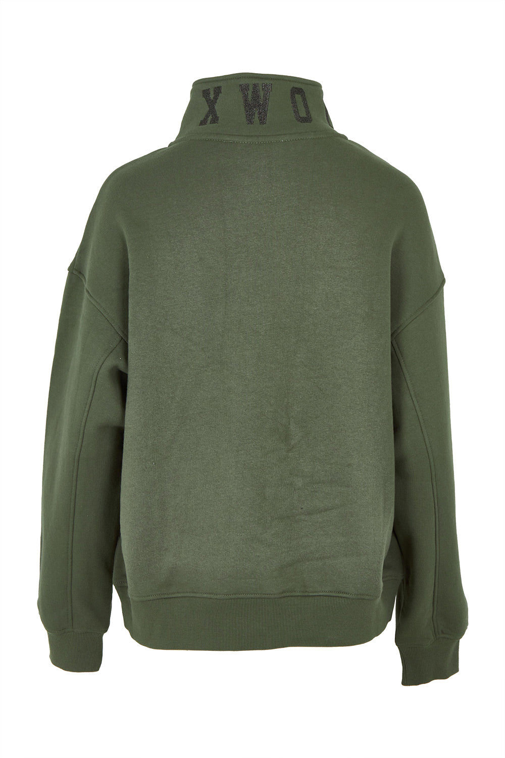 Product shot of the Elements College Zip Crew in colour Khaki (Green), from the back
