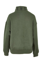 Product shot of the Elements College Zip Crew in colour Khaki (Green), from the back