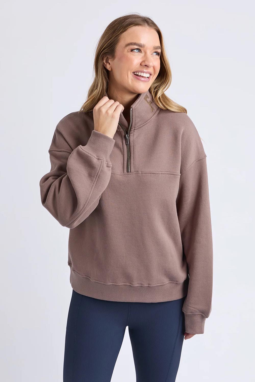 Elements College Zip Cotton Crew – Mocha