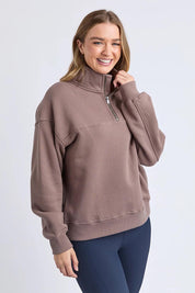Elements College Zip Cotton Crew – Mocha