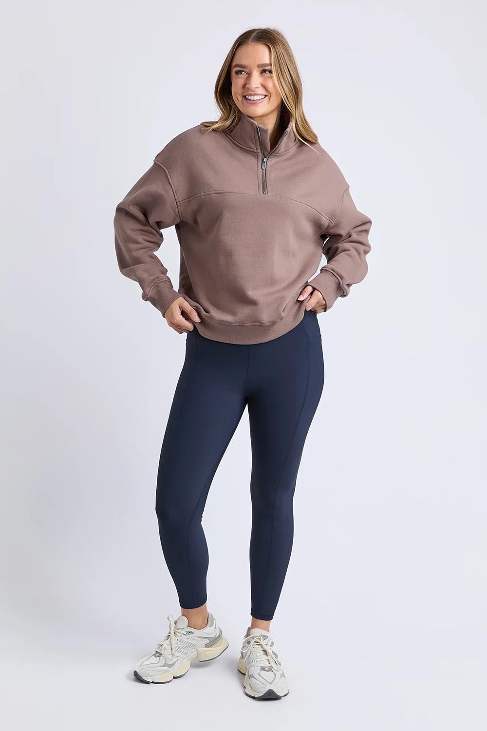 Elements College Zip Cotton Crew – Mocha