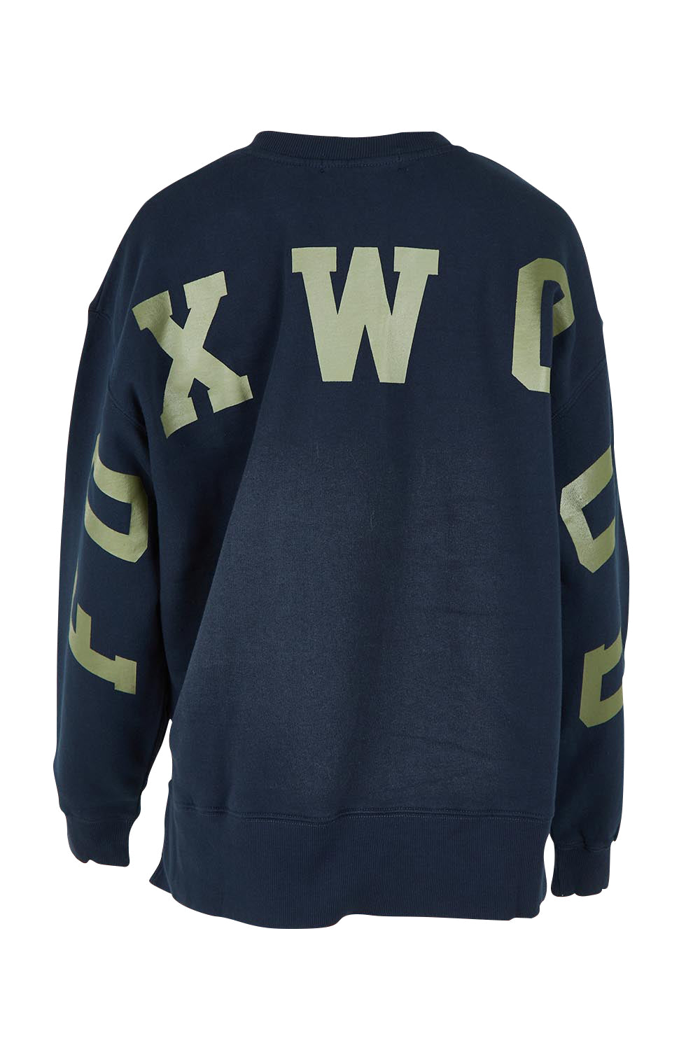 Product shot of the Interval Cotton Crew in colour Navy (Blue), from the back