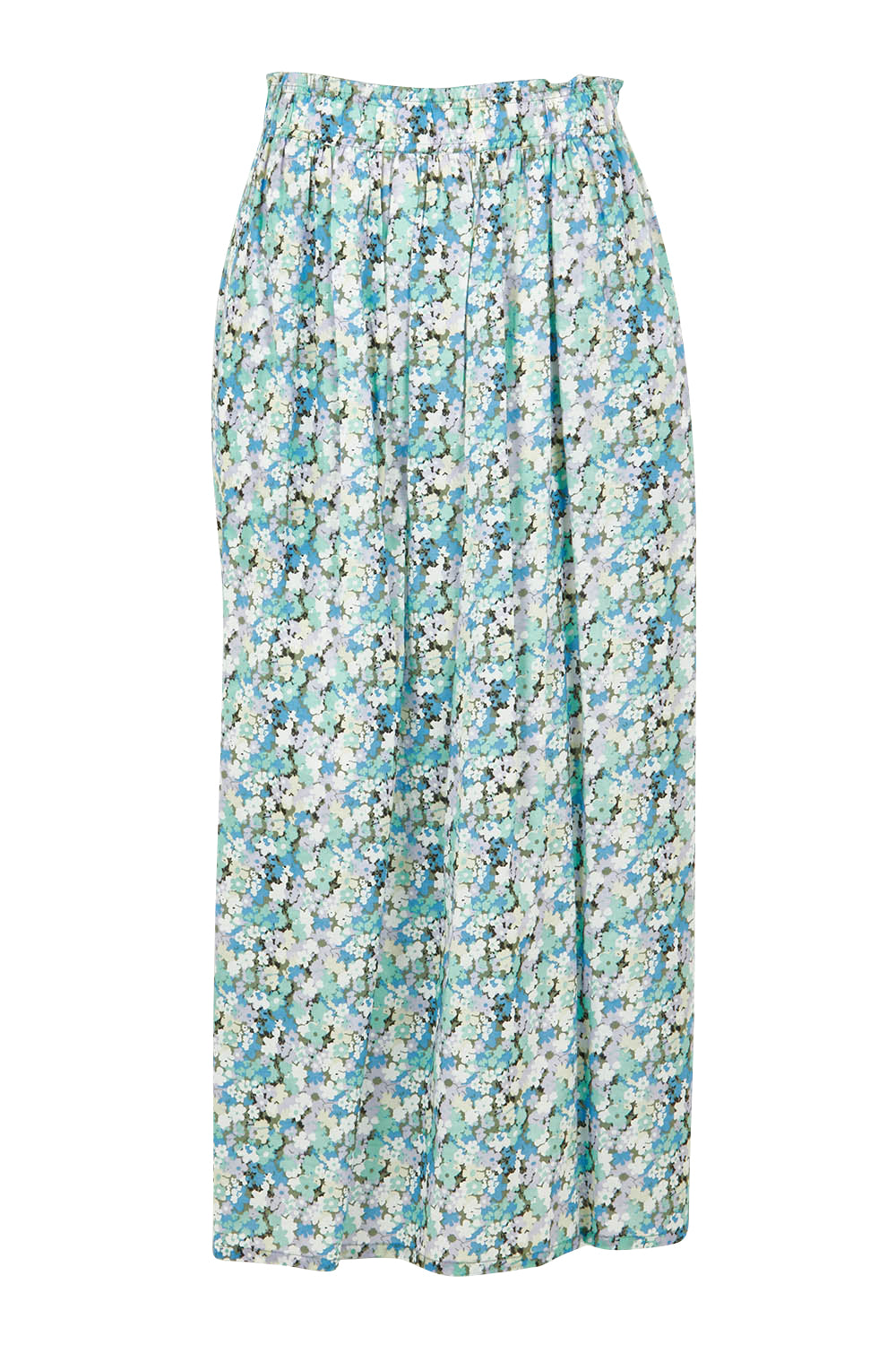 Product shot of the Rosette Floral Skirt in colour Rosette (Blue), from the front