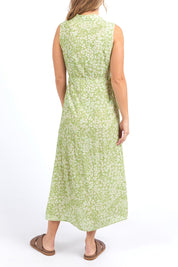 A model wearing the Antayla Floral Dress in colour Lgreen (Green), from the back