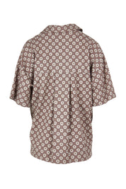 Product shot of the Lui Geo Linen Blend Shirt in colour Luigeo, from the back