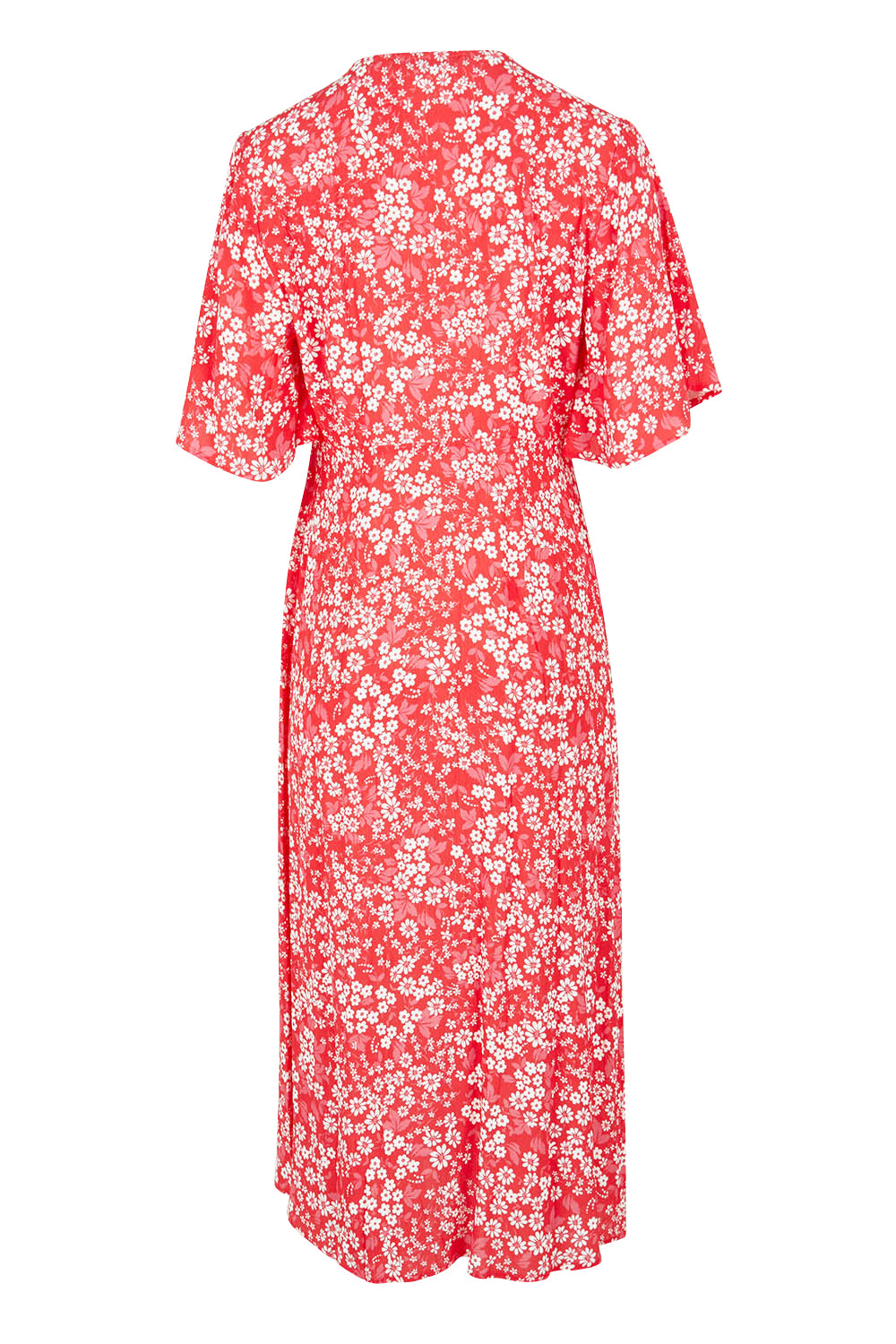 Product shot of the Ankara Dress in colour Red (Red), from the back