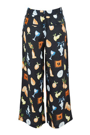 Product shot of the Italian Summer Linen Blend Pants in colour Print (Black), from the back