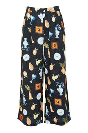 Product shot of the Italian Summer Linen Blend Pants in colour Print (Black), from the front