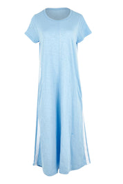 Product shot of the Leisure Recovery Cotton Dress in colour Blue (Blue), from the front