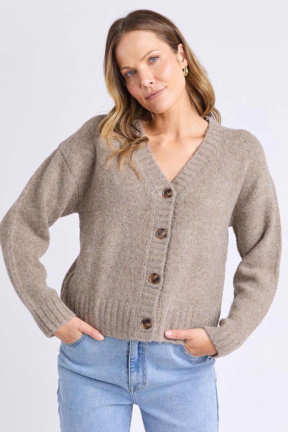 Preloved Jensen Button Cardi - Mushroom