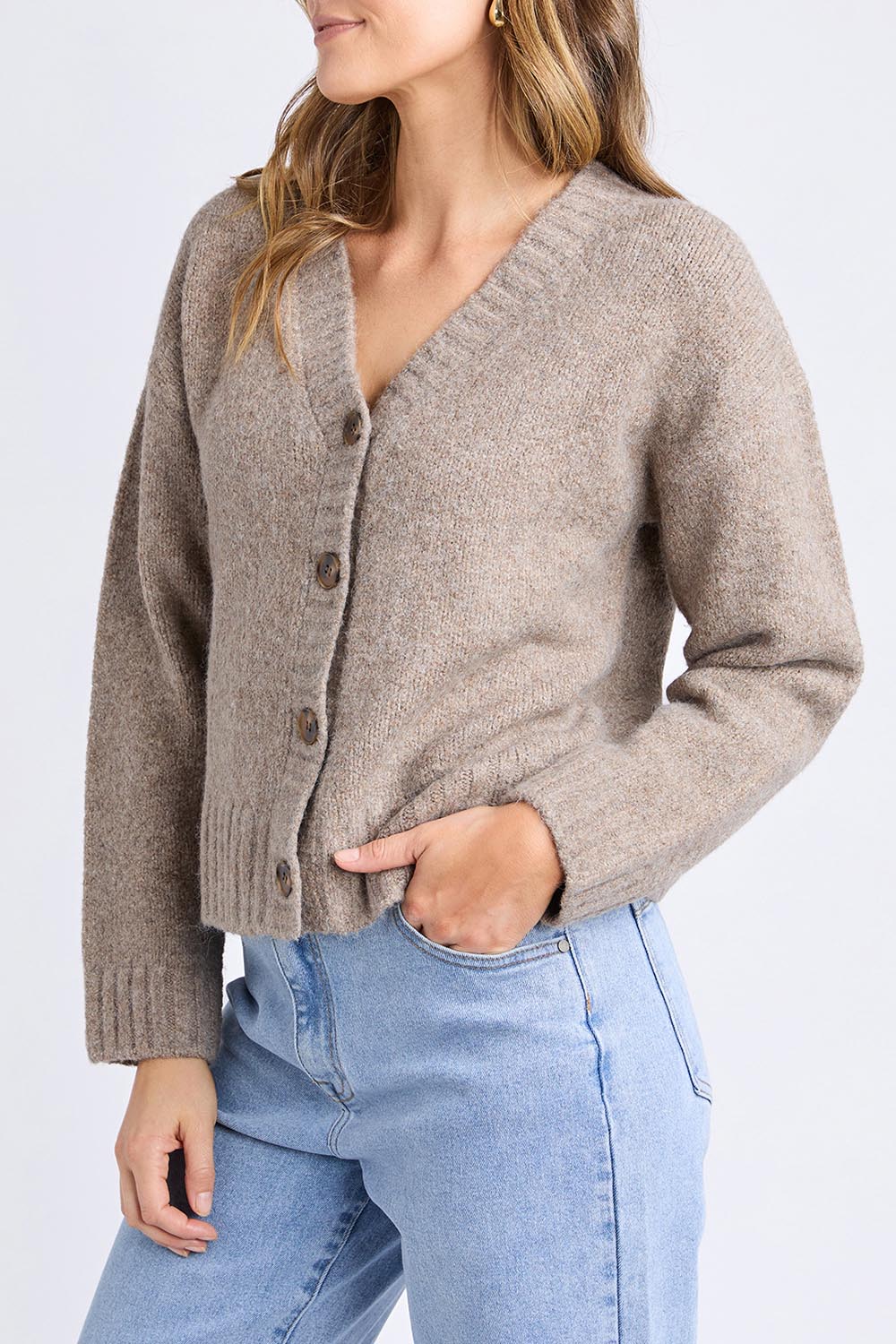 Preloved Jensen Button Cardi - Mushroom