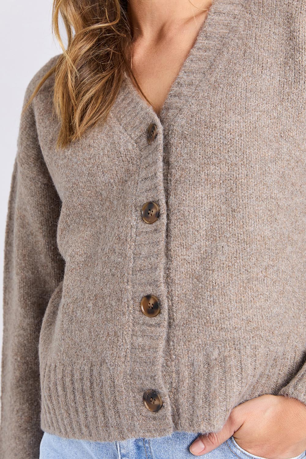 Preloved Jensen Button Cardi - Mushroom