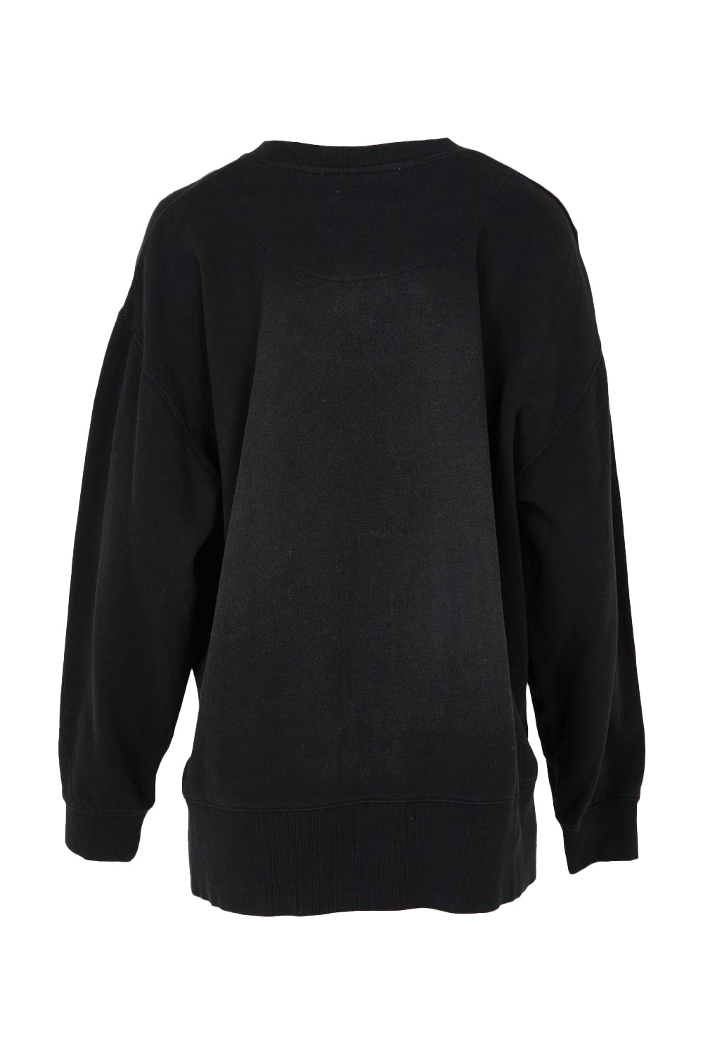 Product shot of the Happiness Cotton Crew in colour Washblack (Black), from the back