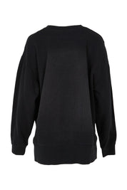 Product shot of the Happiness Cotton Crew in colour Washblack (Black), from the back