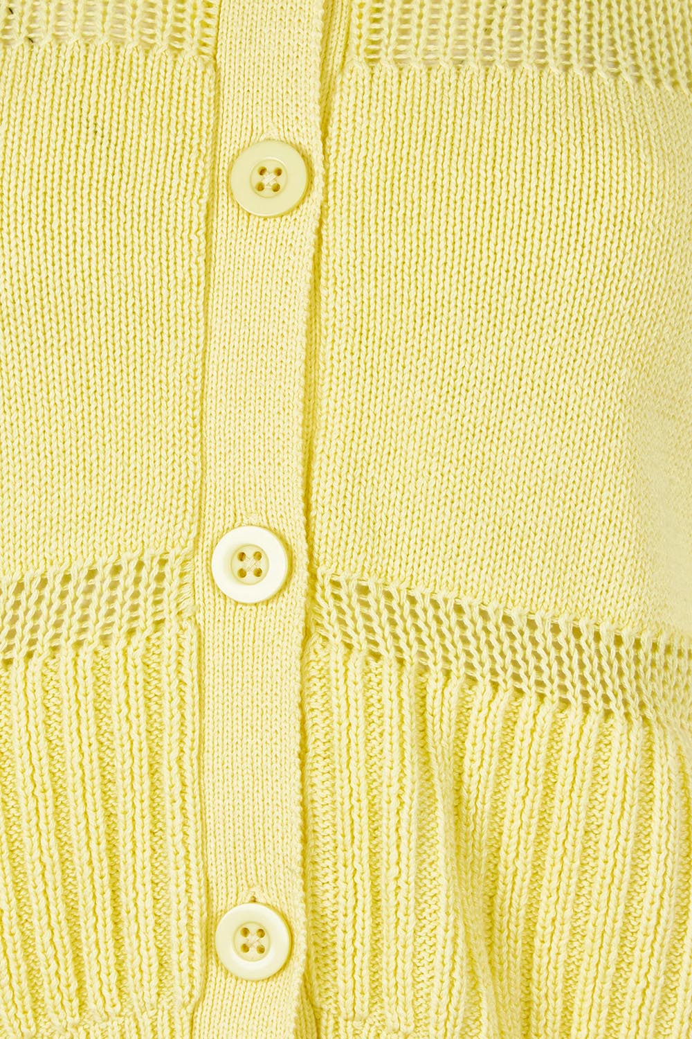 Product shot of the Trevi Cotton Knit Top in colour Lemon, detail