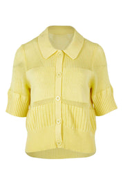Product shot of the Trevi Cotton Knit Top in colour Lemon, from the front
