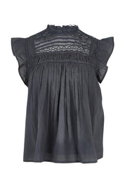 Product shot of the Adelyn Cotton Top in colour Charcoal (Grey), from the front