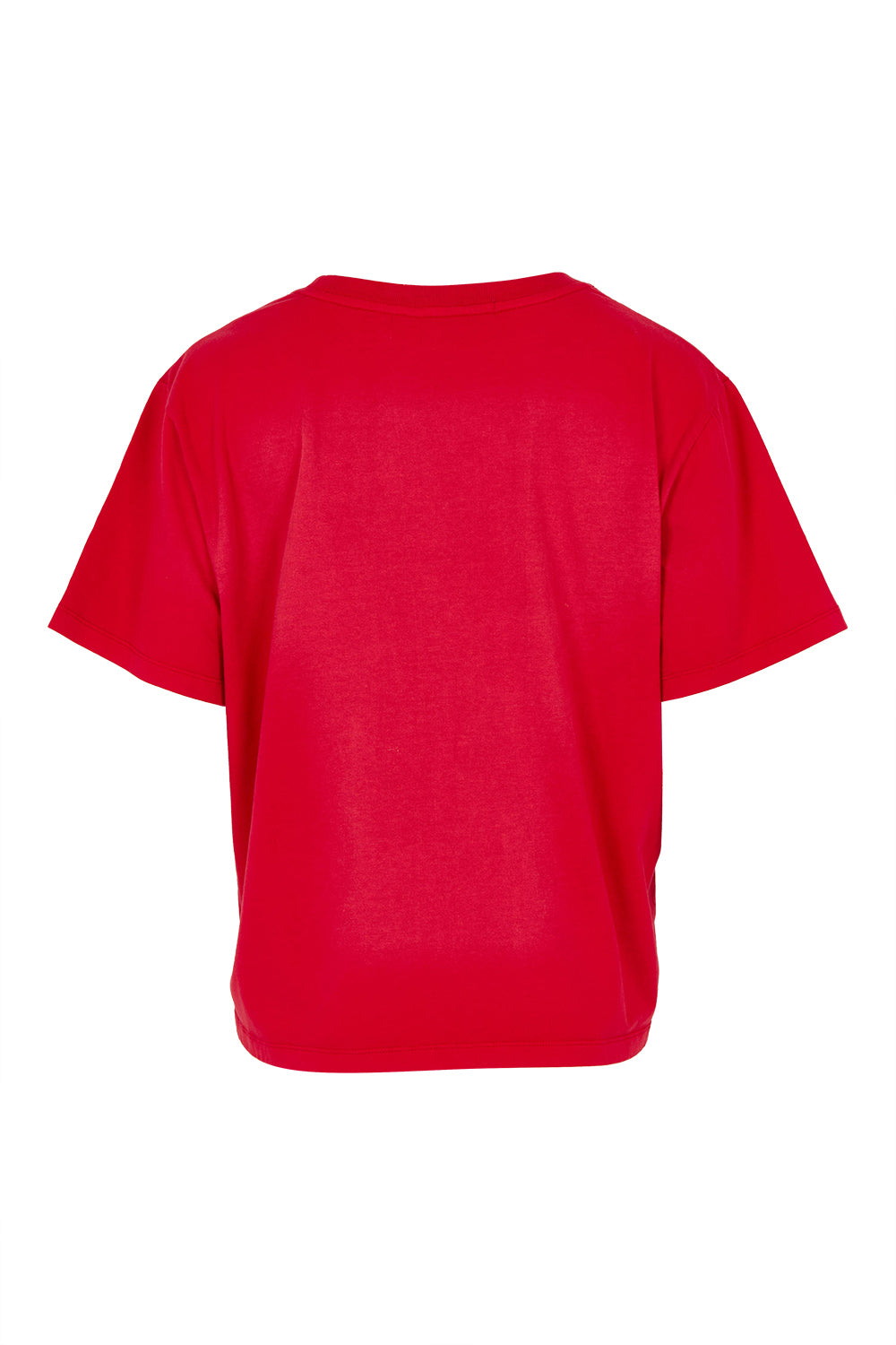Product shot of the Cote D'azur Cotton Tee in colour Crimson (Red), from the back