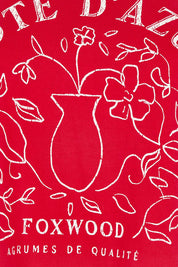 Product shot of the Cote D'azur Cotton Tee in colour Crimson (Red), detail